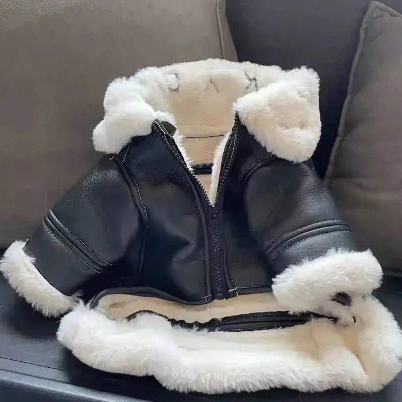 Faux Leather Dog Coat - product detail view