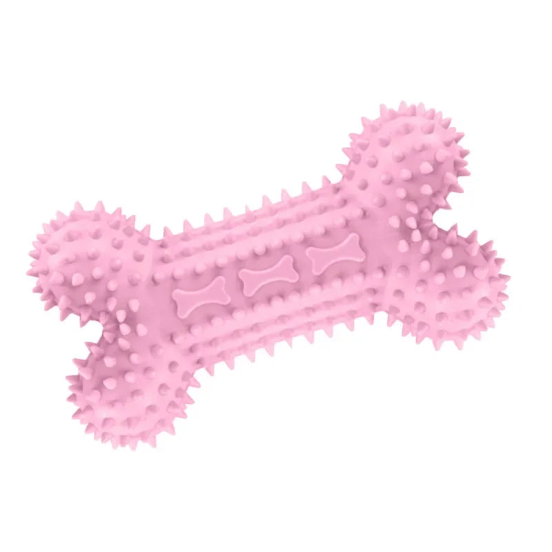 Rubber Bone & Treat Ball Chew Toy Set for Small Dogs