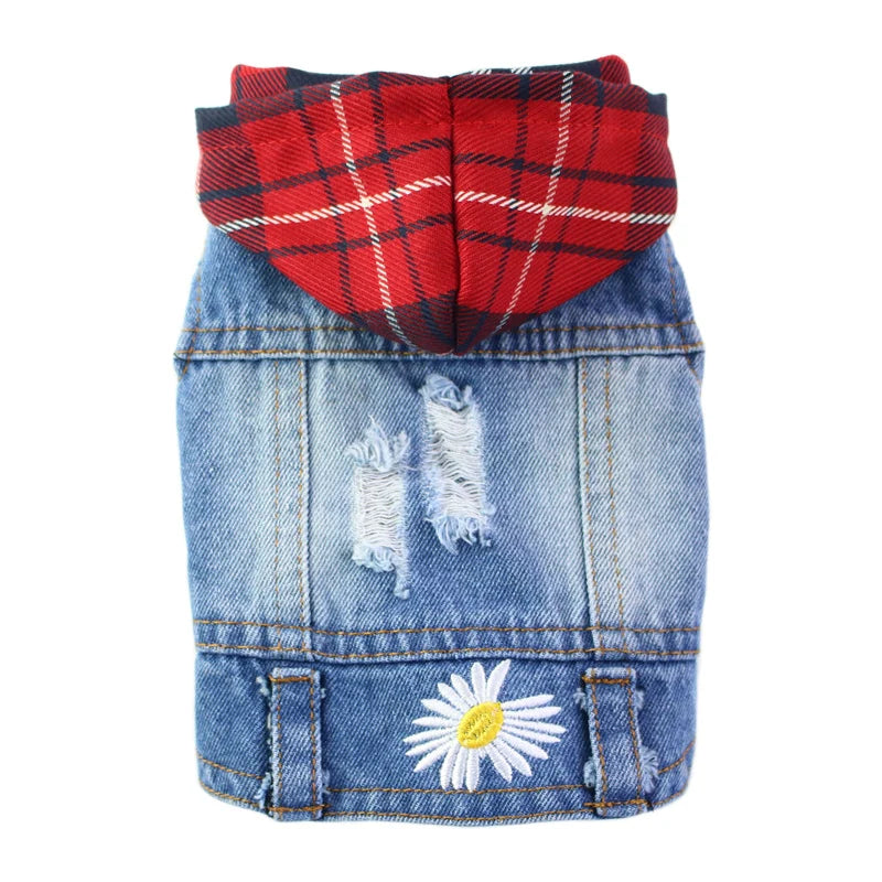 Denim Jean Jacket for Dogs Casual Vest Coat - product detail view
