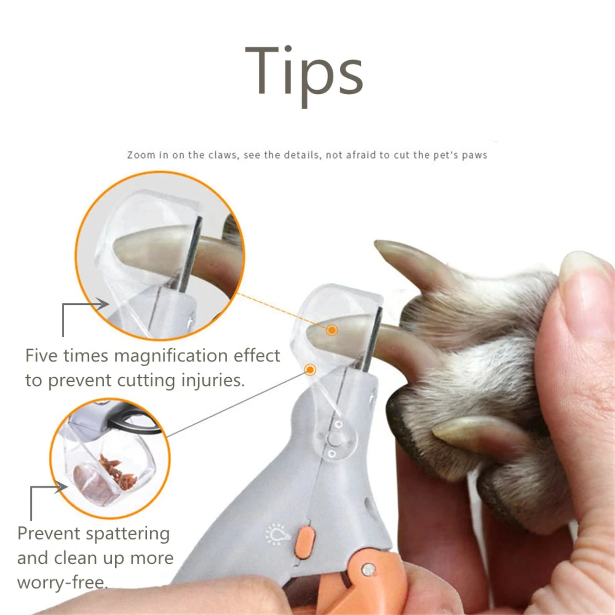 LED Light Pet Nail Clippers - product detail view