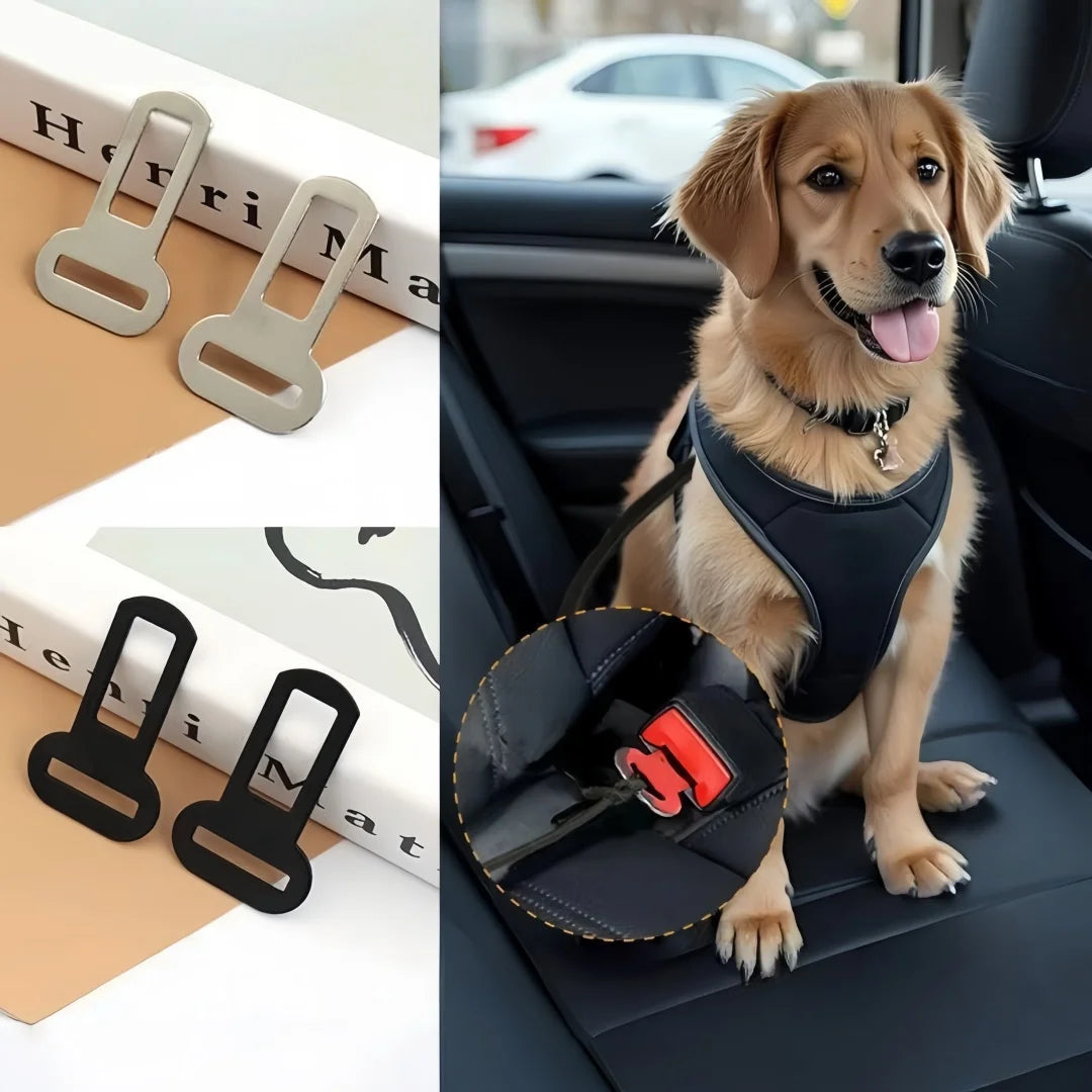 Metal Pet Seat Belt Clip – Rust-Proof Car Safety Buckle