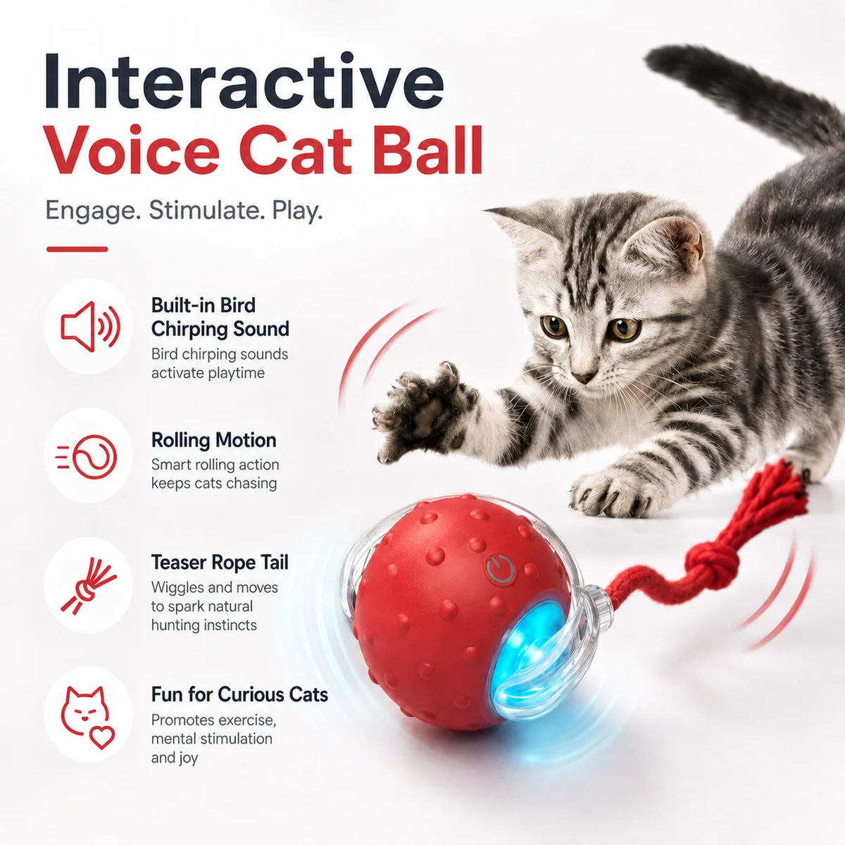 Automatic Rolling Ball Cat Toy – Rechargeable Smart Toy
