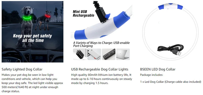 USB Rechargeable LED Glow Dog Collar
