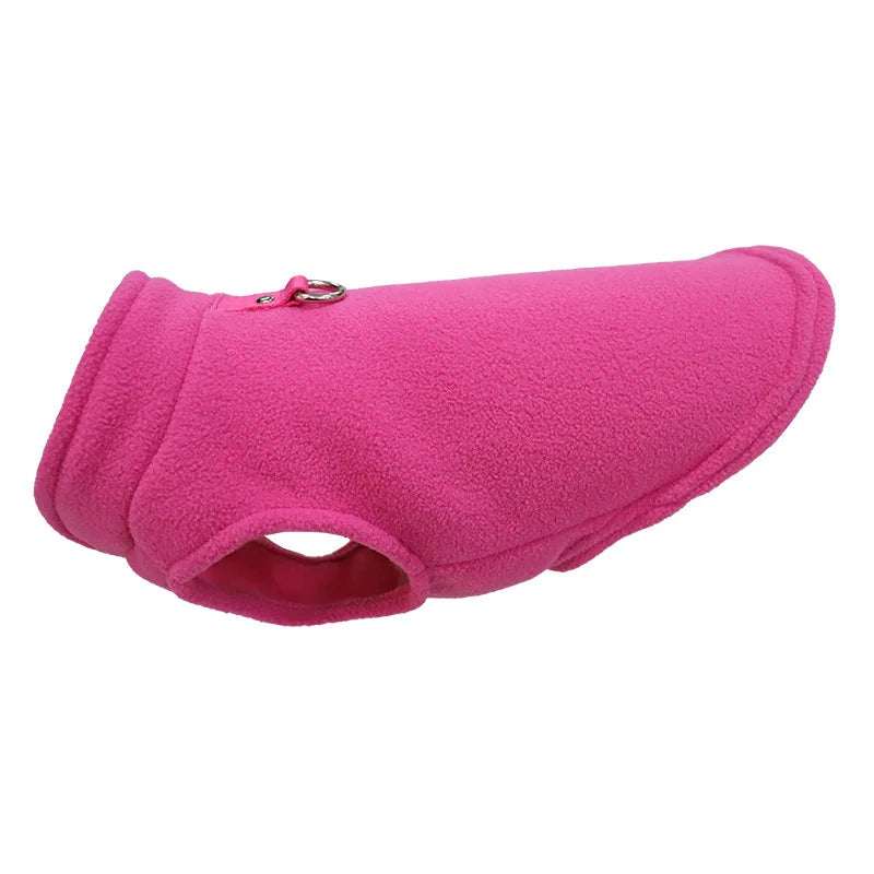 Fleece Dog Vest with D-Ring – Warm Jacket for Small Dogs & Cats