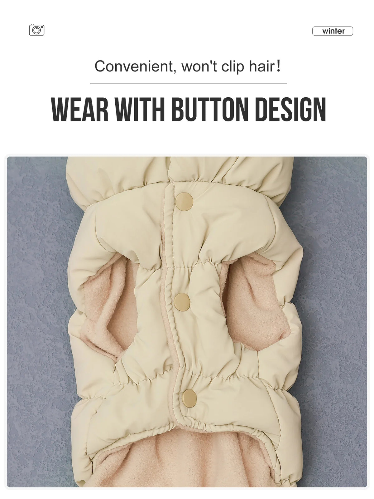 3-Layer Thick Dog Coat - close-up of layered insulation