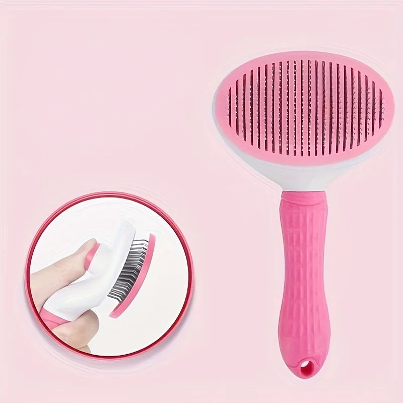 One-Button Self-Cleaning Grooming Brush for Dogs & Cats