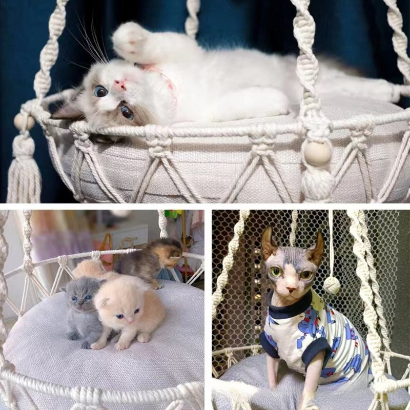 Hand-Woven Cotton Rope Cat Hammock
