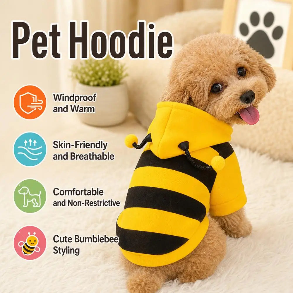 Bee Costume Hoodie for Pets - pet wearing bee costume hoodie