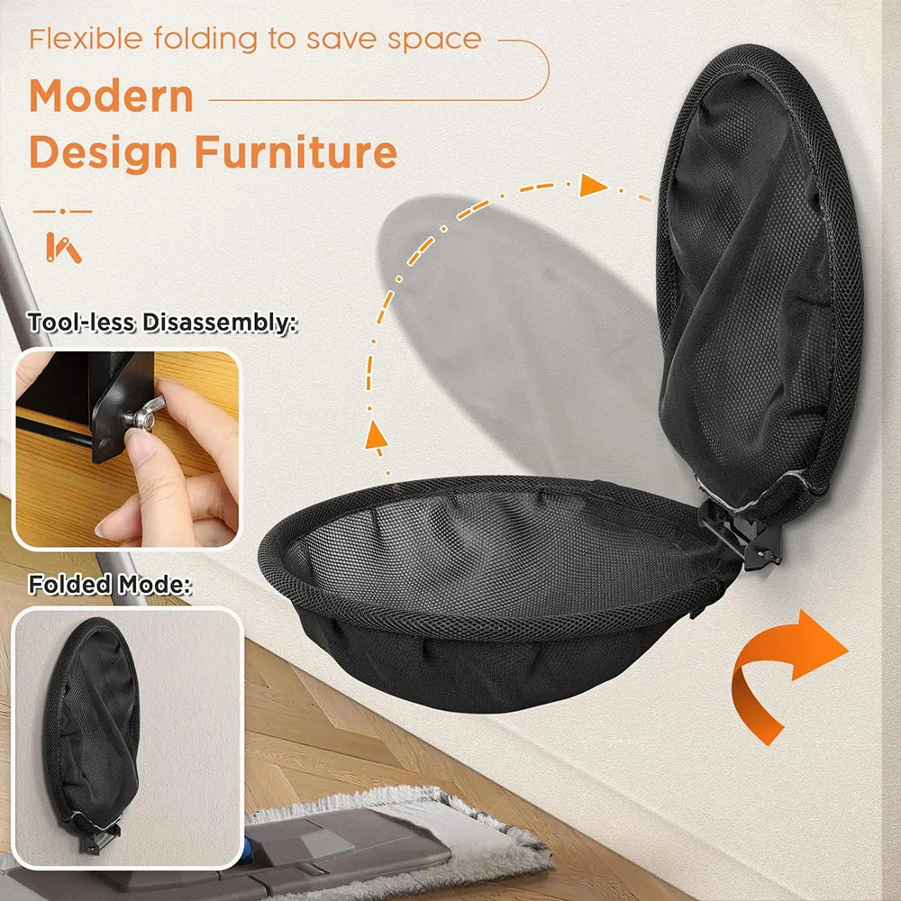 Wall-Mounted Cat Hammock - cat resting on foldable perch