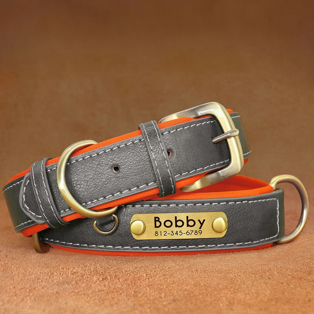 Personalized PU Leather ID Collar for Dogs