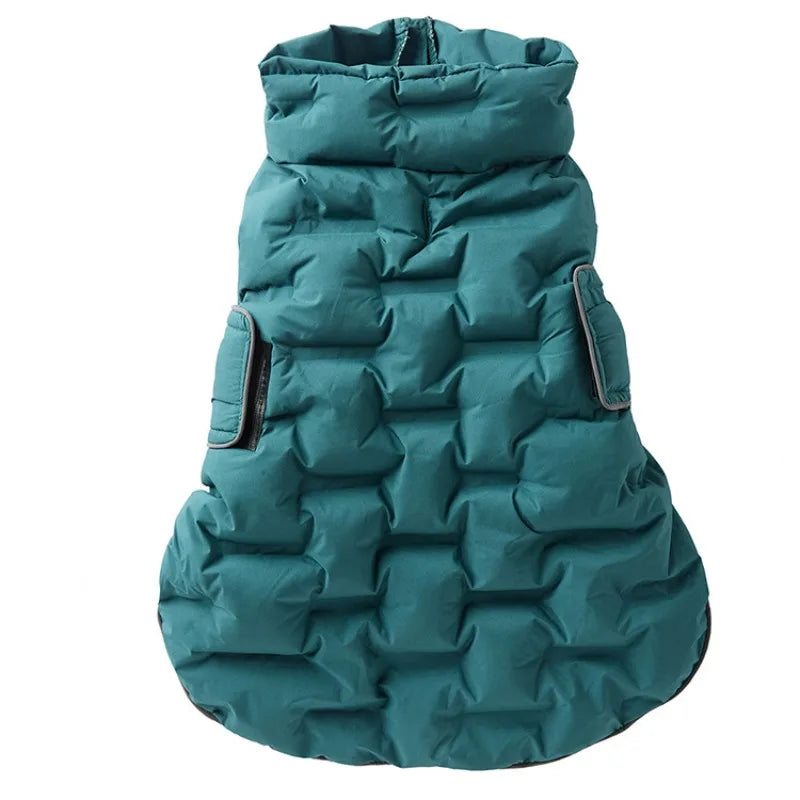 Windproof Cotton-Padded Dog Coat - dog wearing padded winter jacket