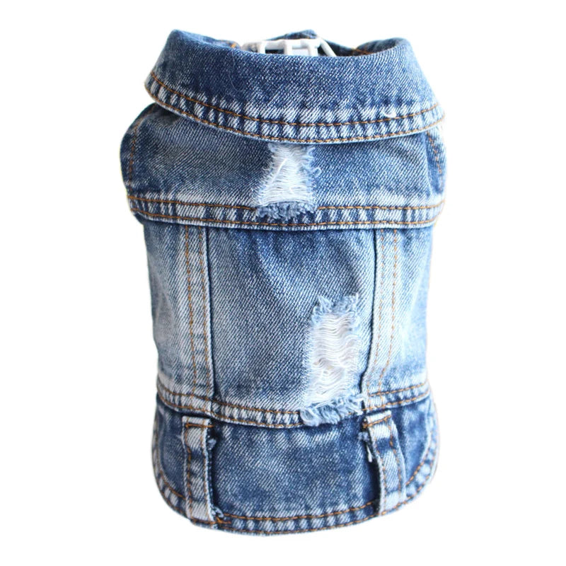 Denim Jean Jacket for Dogs Casual Vest Coat - product detail view