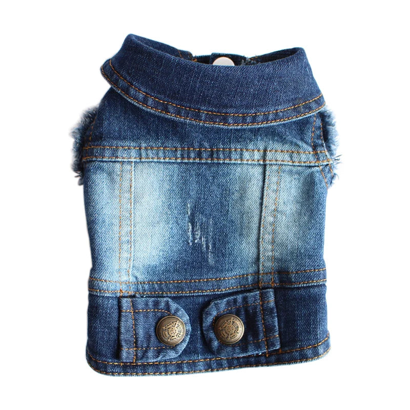 Denim Jean Jacket for Dogs Casual Vest Coat - product detail view