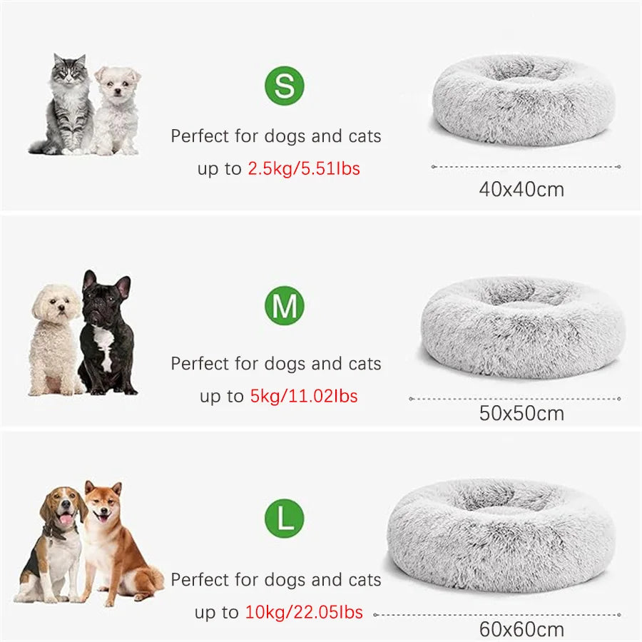 Plush Faux Fur Donut Bed for Dogs & Cats