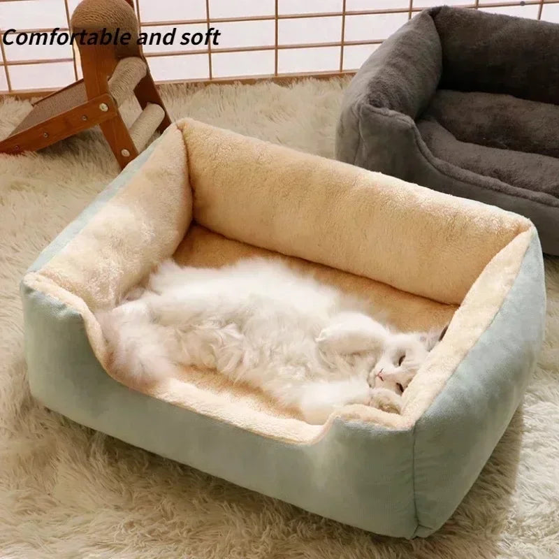 Cozy Round Pet Bed - cat curled up in round bed