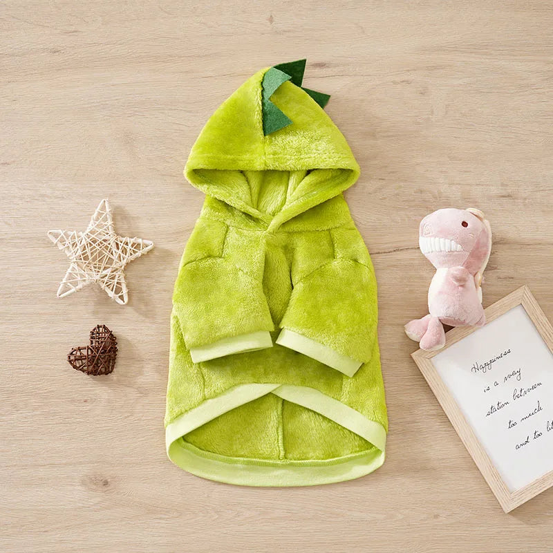 Dinosaur Costume Hoodie for Dogs - close-up of soft flannel fabric