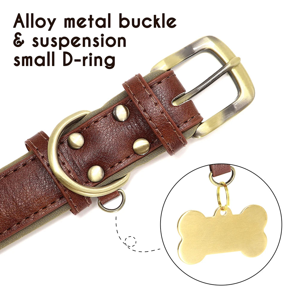 Personalized PU Leather ID Collar for Dogs