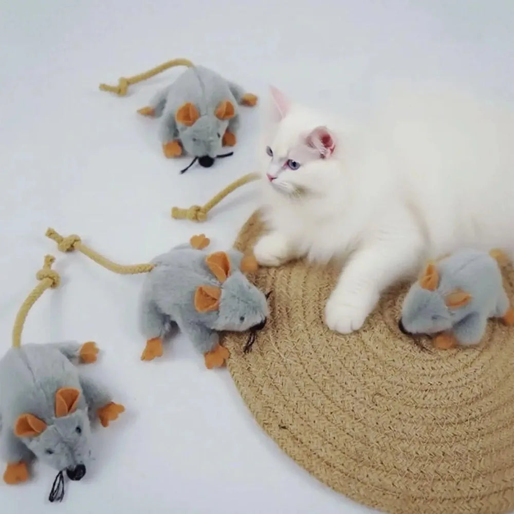 Realistic Plush Mouse Cat Toy - cat hunting plush mouse toy