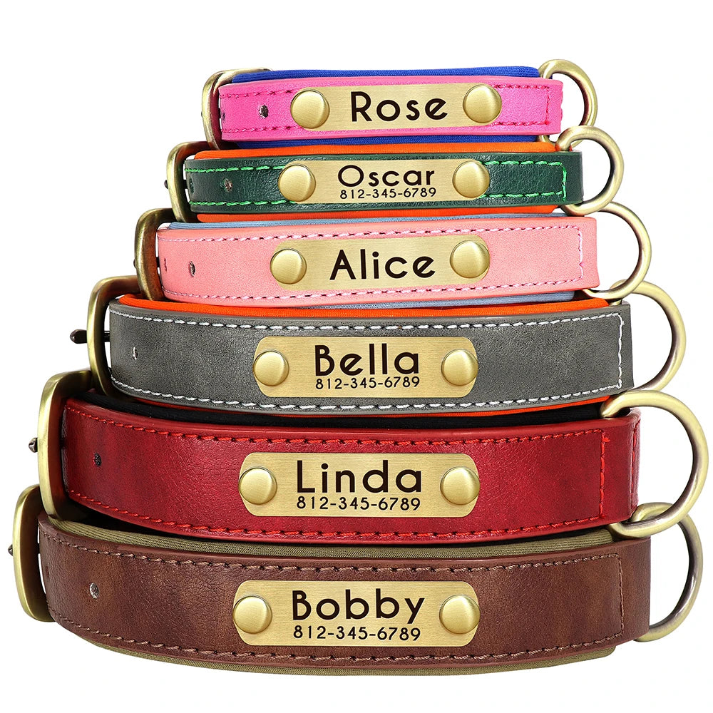 Personalized PU Leather ID Collar - product detail view