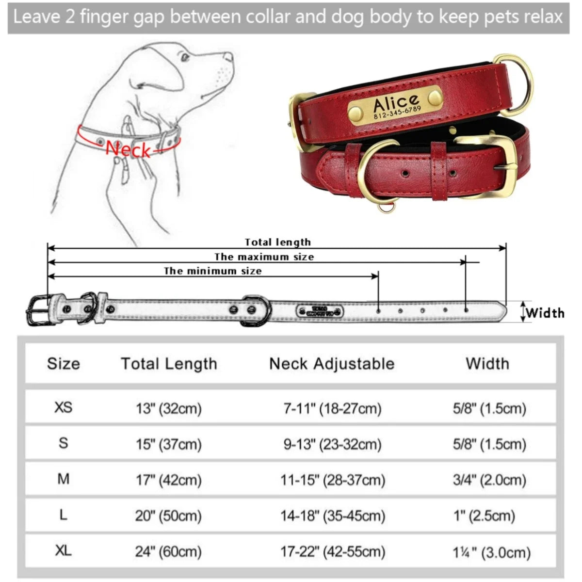 Personalized Leather ID Collar - product detail view