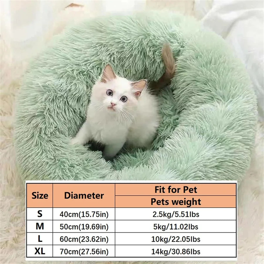 Plush Faux Fur Donut Bed for Dogs & Cats