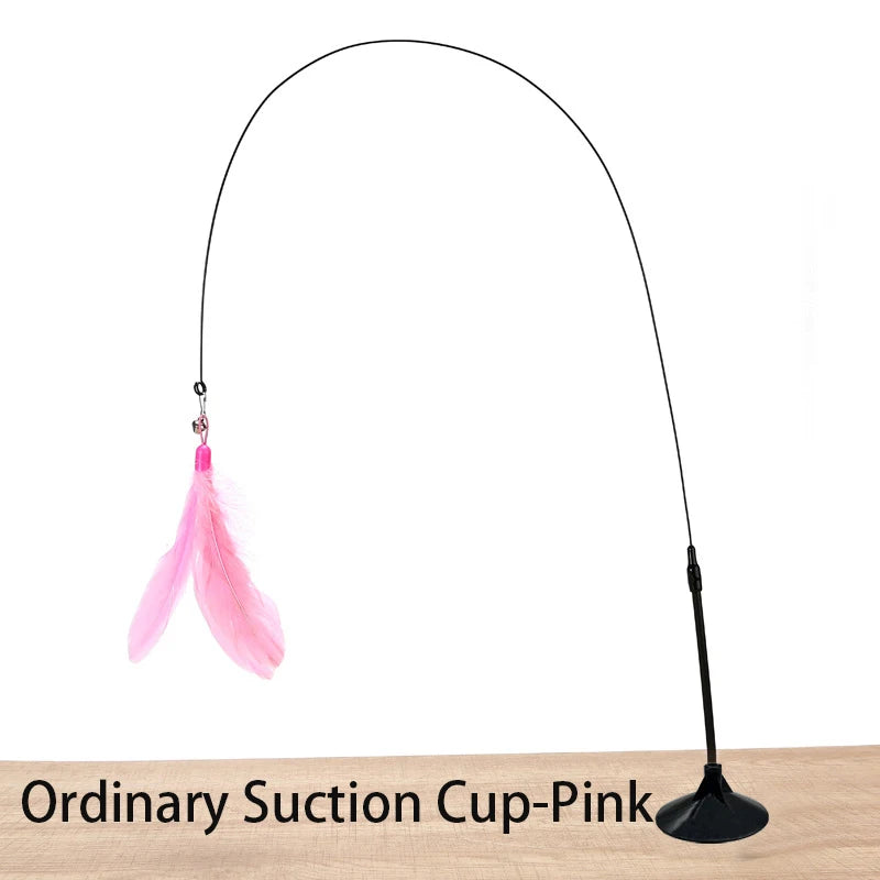 Hands-Free Suction Cup Feather Wand Cat Toy