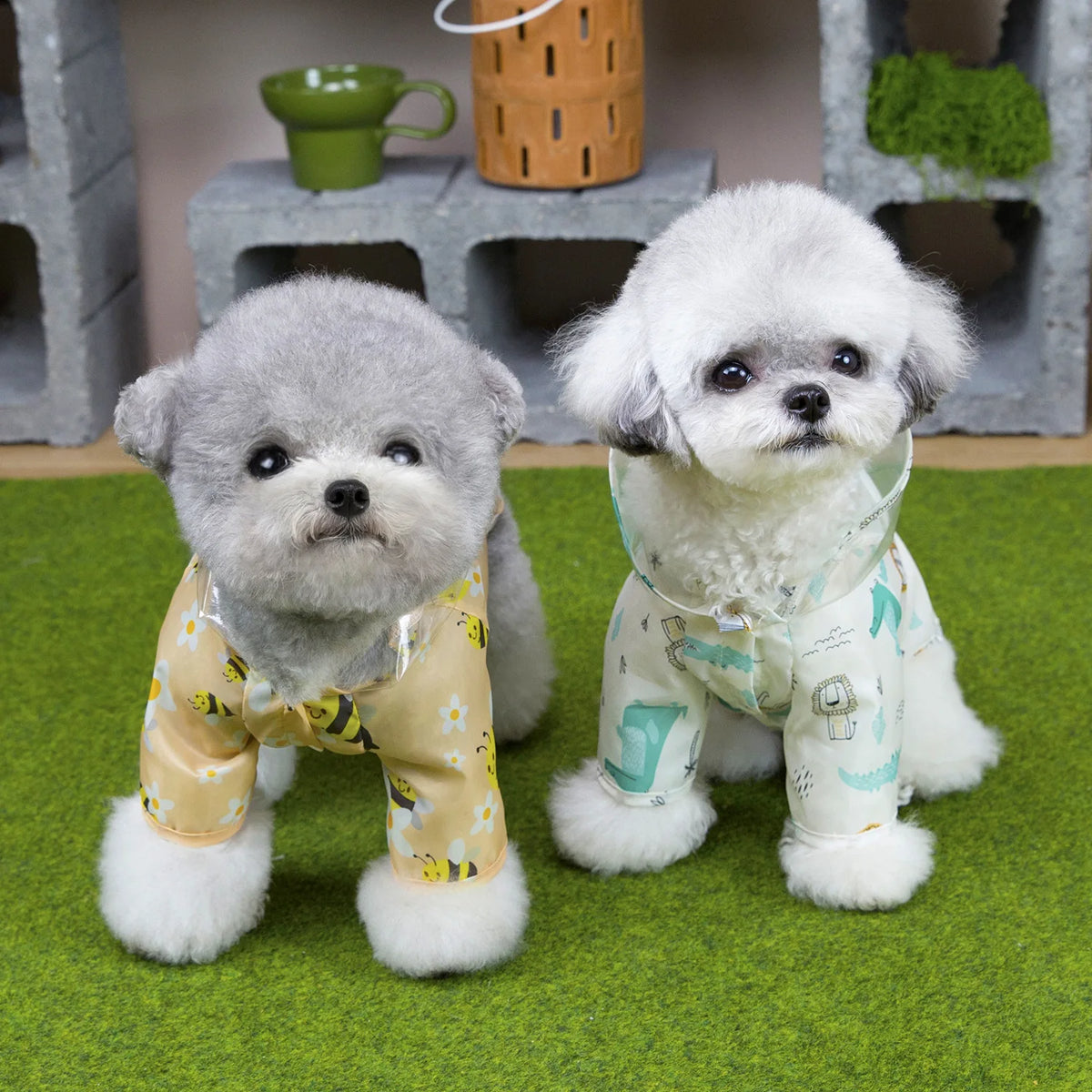 Cartoon Print Dog Raincoat - product detail view