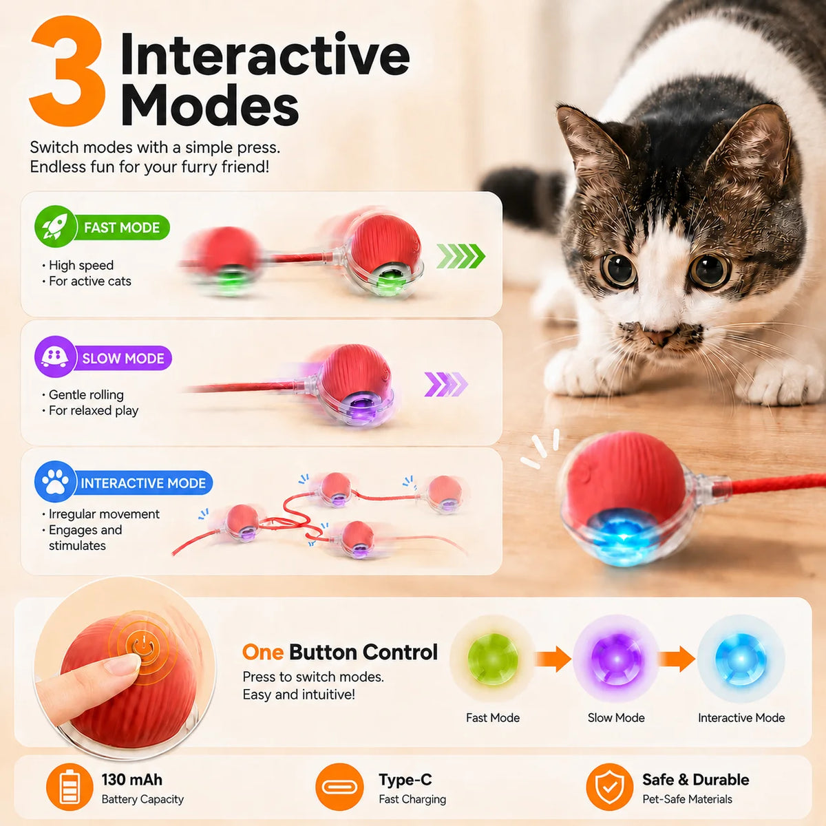 Automatic Rolling Ball Cat Toy - product detail view