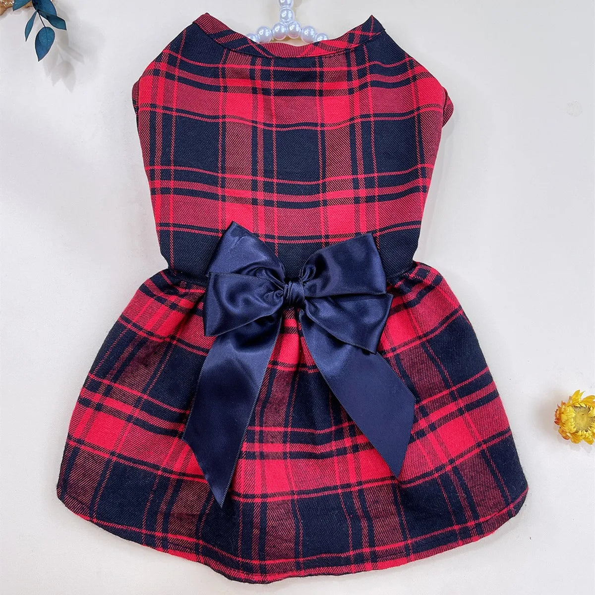 Plaid Bow Dress for Dogs & Cats - product detail view