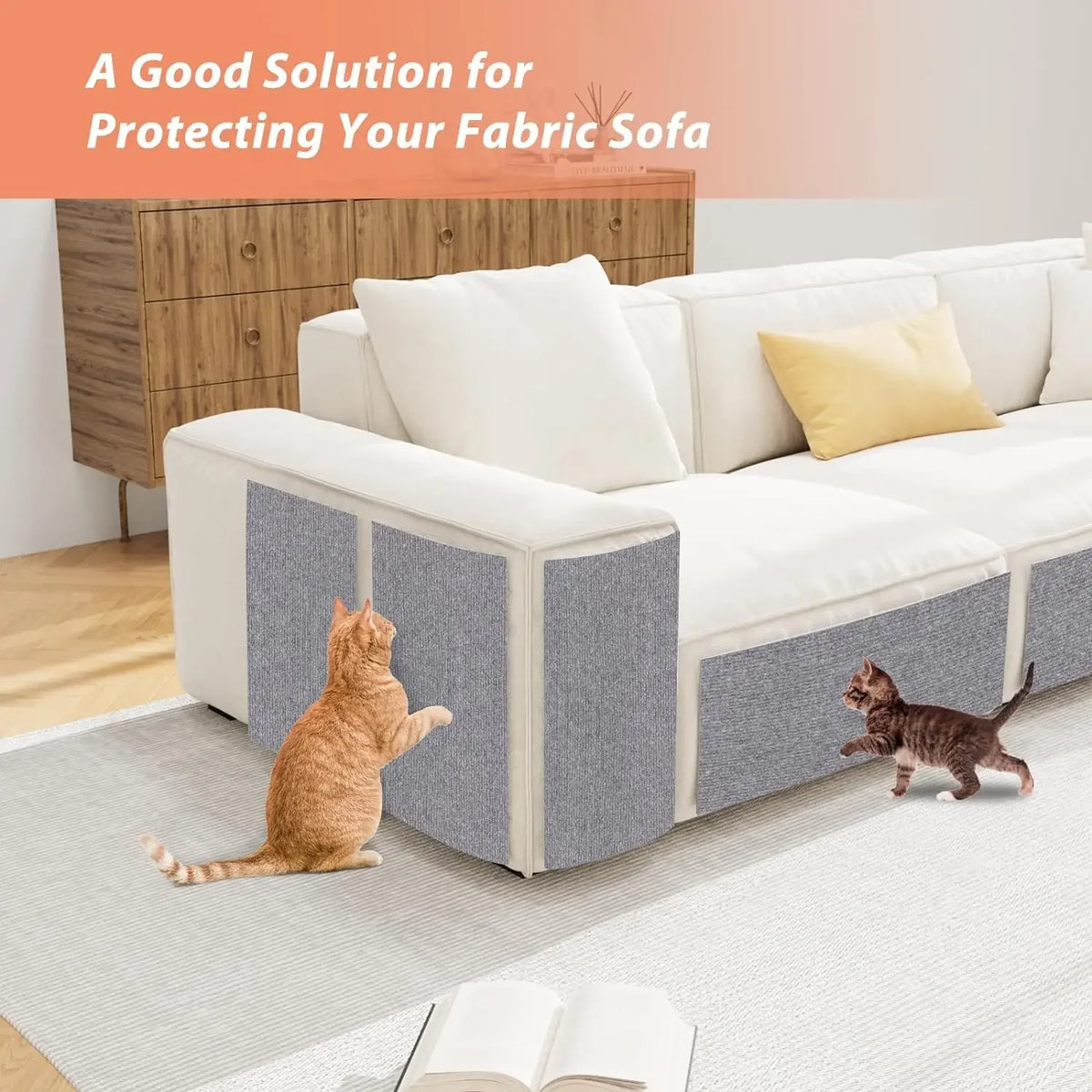 Self-Adhesive Cat Scratching Mat - close-up of adhesive backing