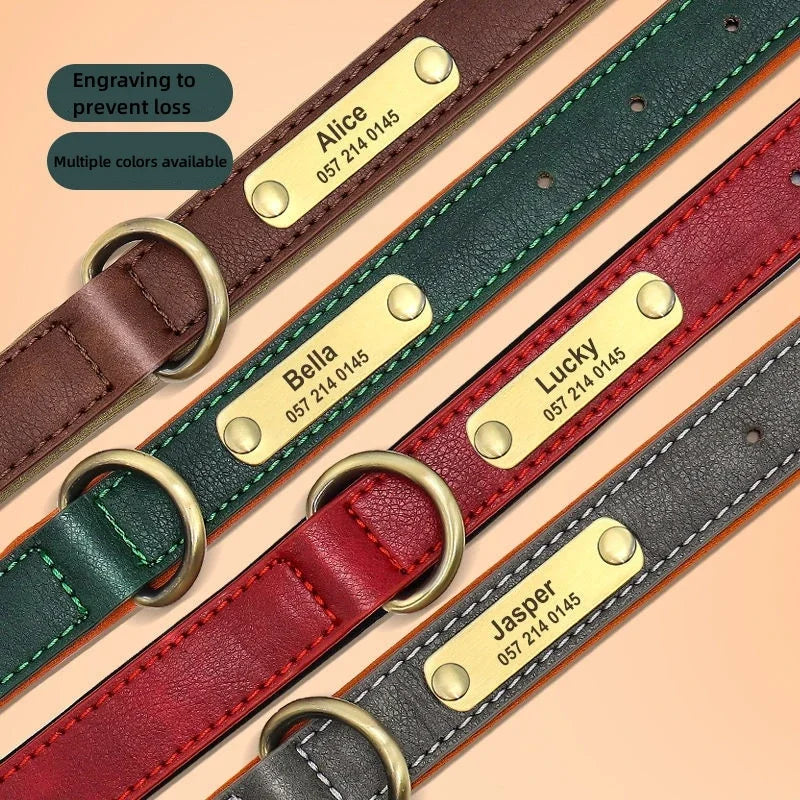 Personalized Leather ID Collar for Dogs – Free Engraving