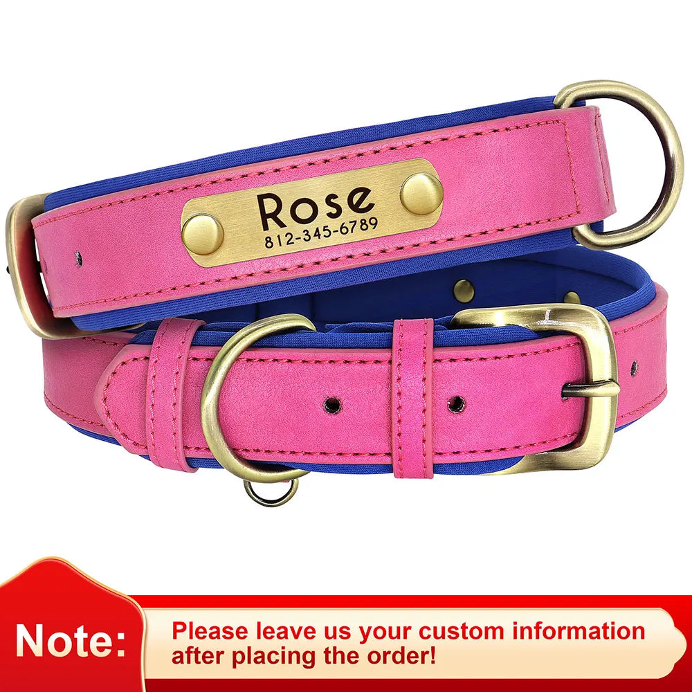 Personalized PU Leather ID Collar for Dogs