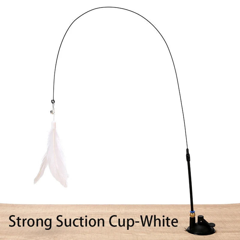 Hands-Free Suction Cup Feather Wand Cat Toy