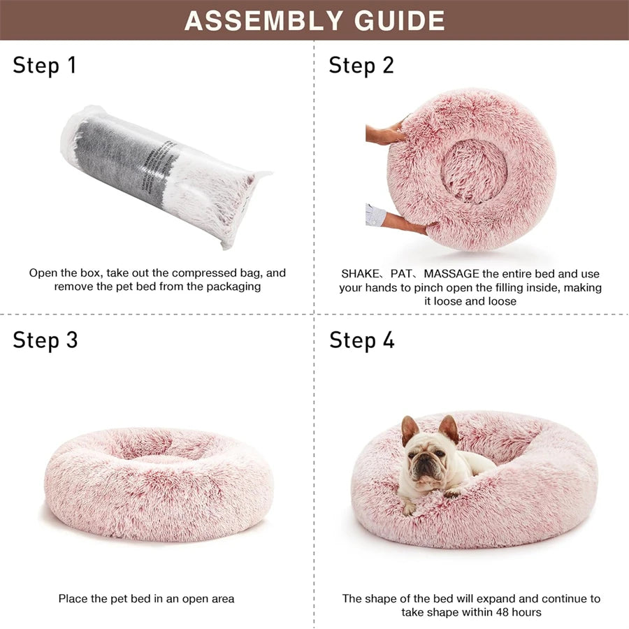 Plush Faux Fur Donut Bed for Dogs & Cats