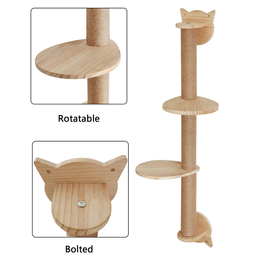 Wall-Mounted Cat Scratching Post - close-up of sisal-wrapped post