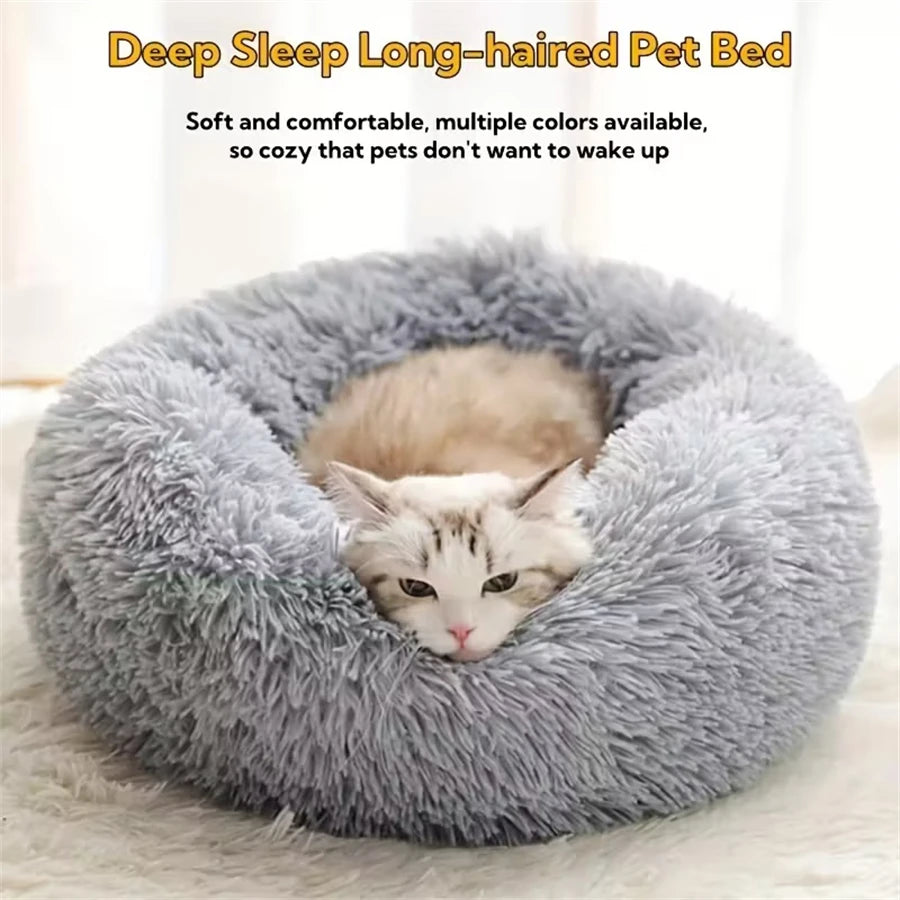 Plush Faux Fur Donut Bed for Dogs & Cats