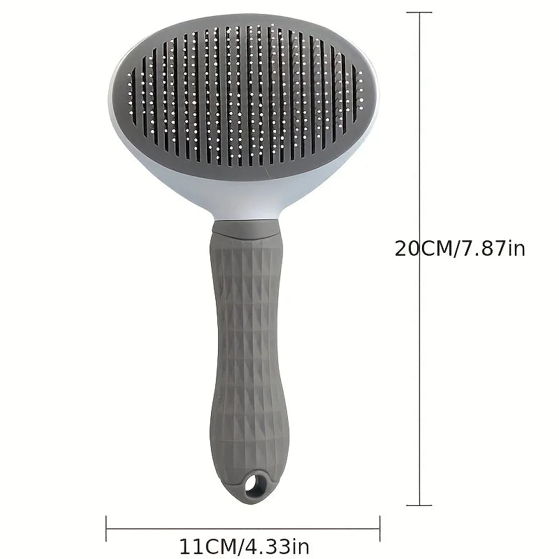 Self-Cleaning Grooming Brush - grooming pet with one-button brush