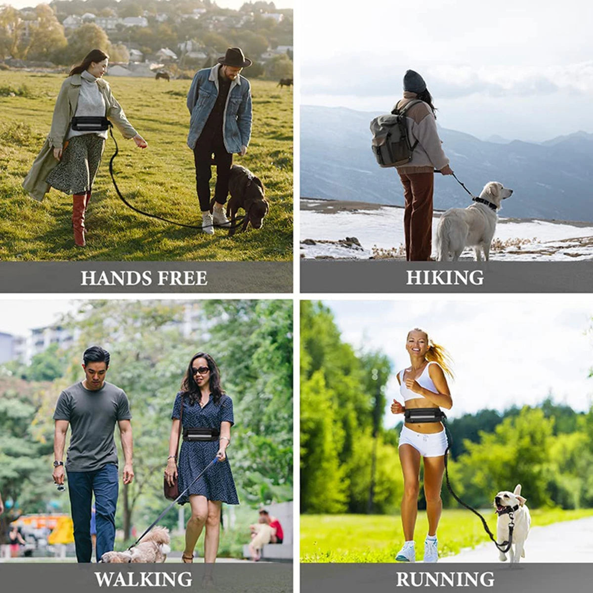 Hands-Free Running Leash with Waist Bag - product detail view
