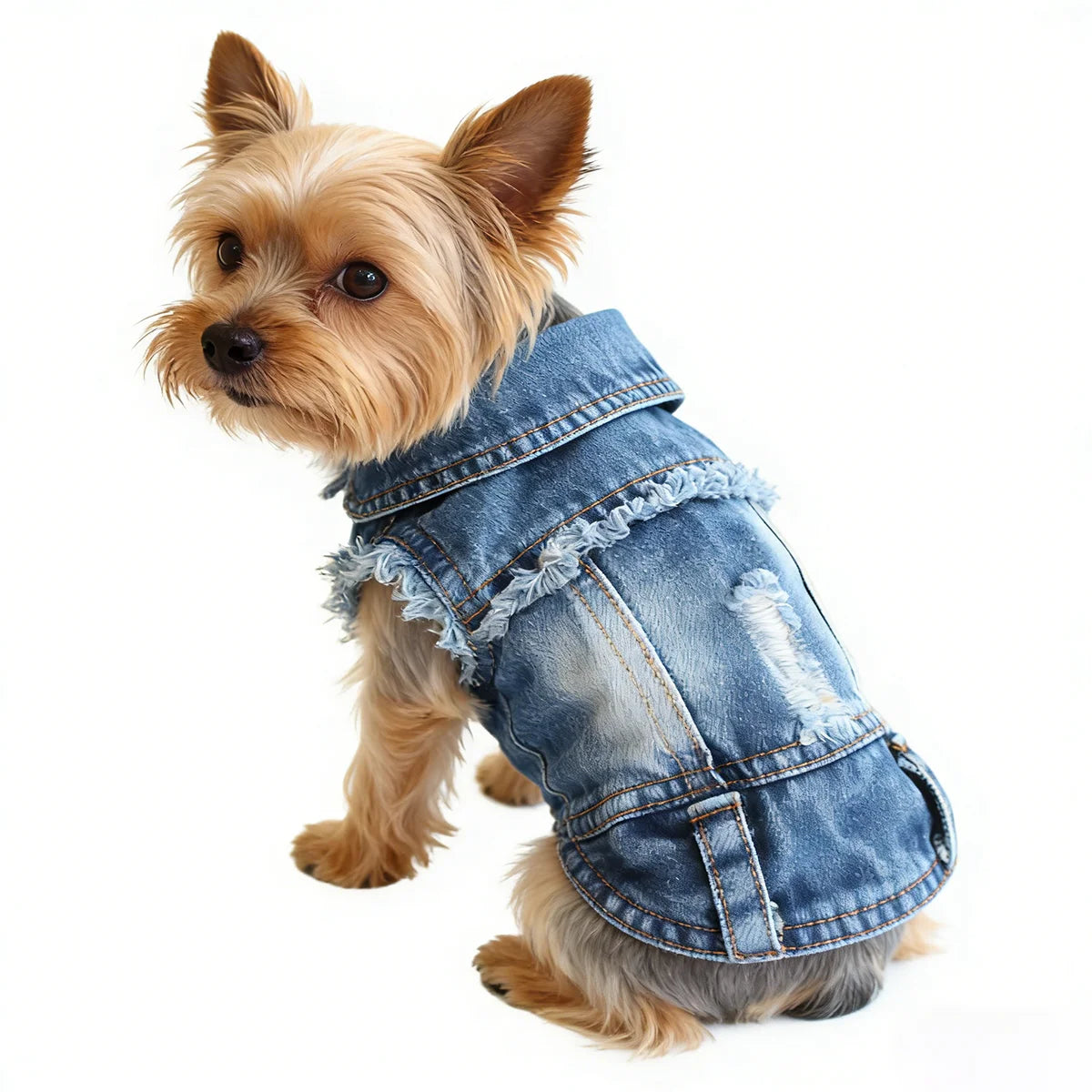 Denim Jean Jacket for Dogs Casual Vest Coat - product detail view