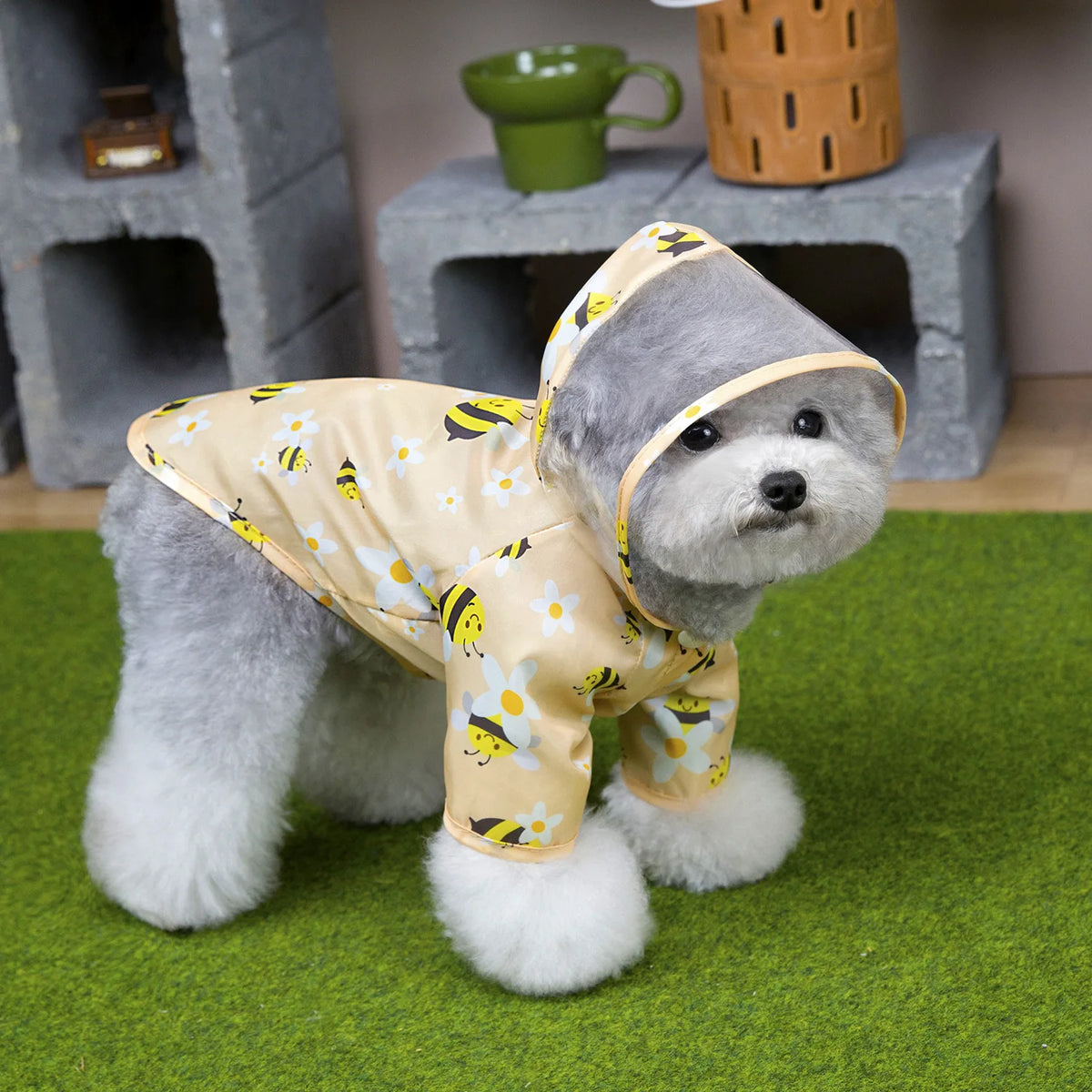 Cartoon Print Dog Raincoat - product detail view