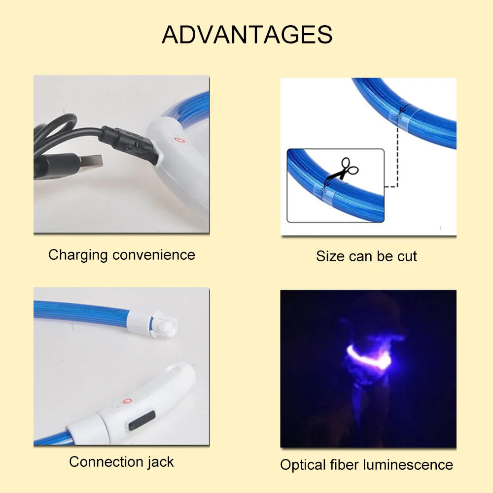 USB Rechargeable LED Glow Collar - product detail view
