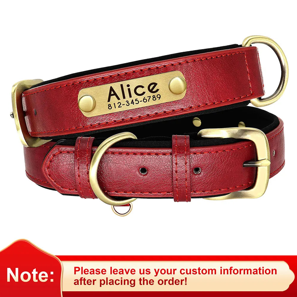Personalized PU Leather ID Collar for Dogs