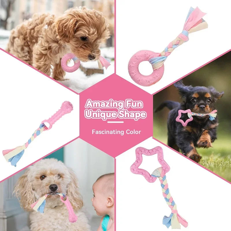 Rubber Bone & Treat Ball Chew Toy Set - product detail view