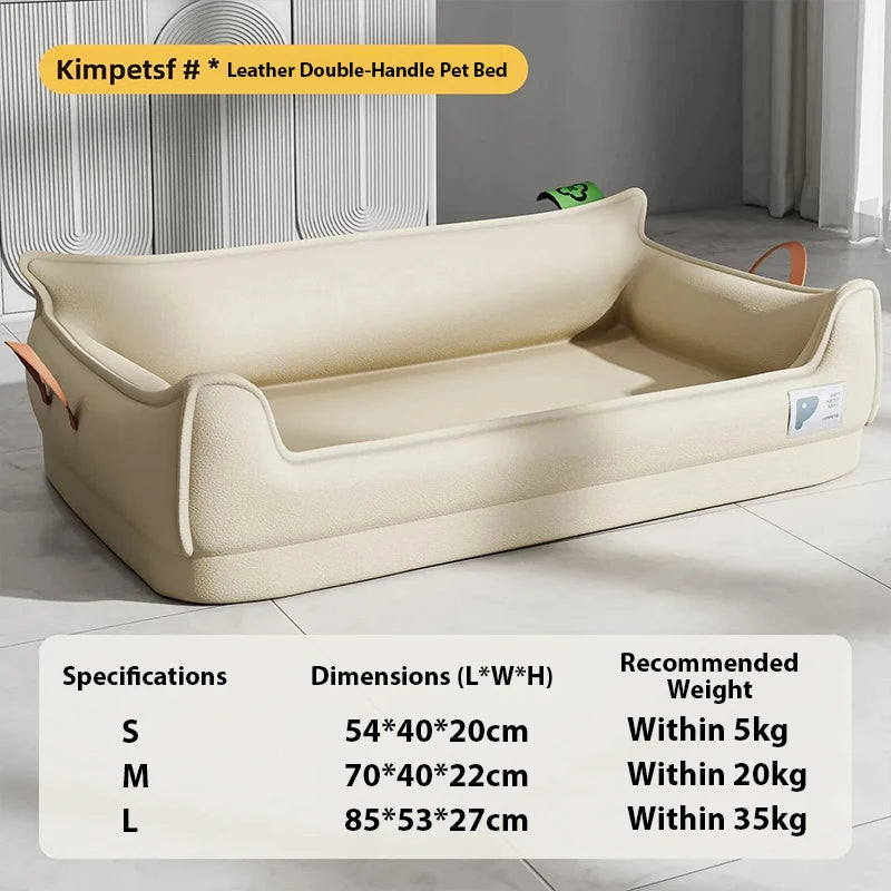 Orthopedic Leather Dog Bed Sofa - dog resting on sofa-style bed