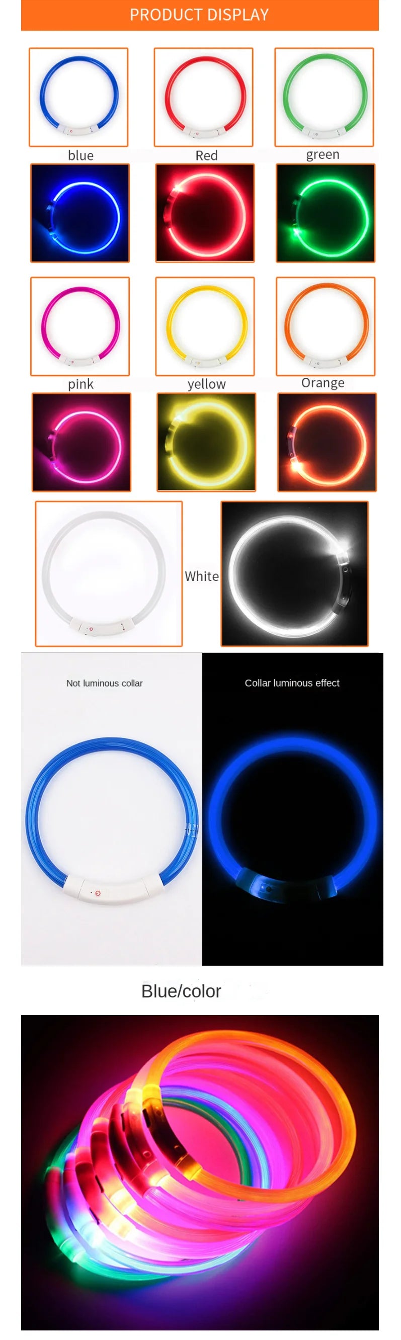 USB Rechargeable LED Glow Dog Collar