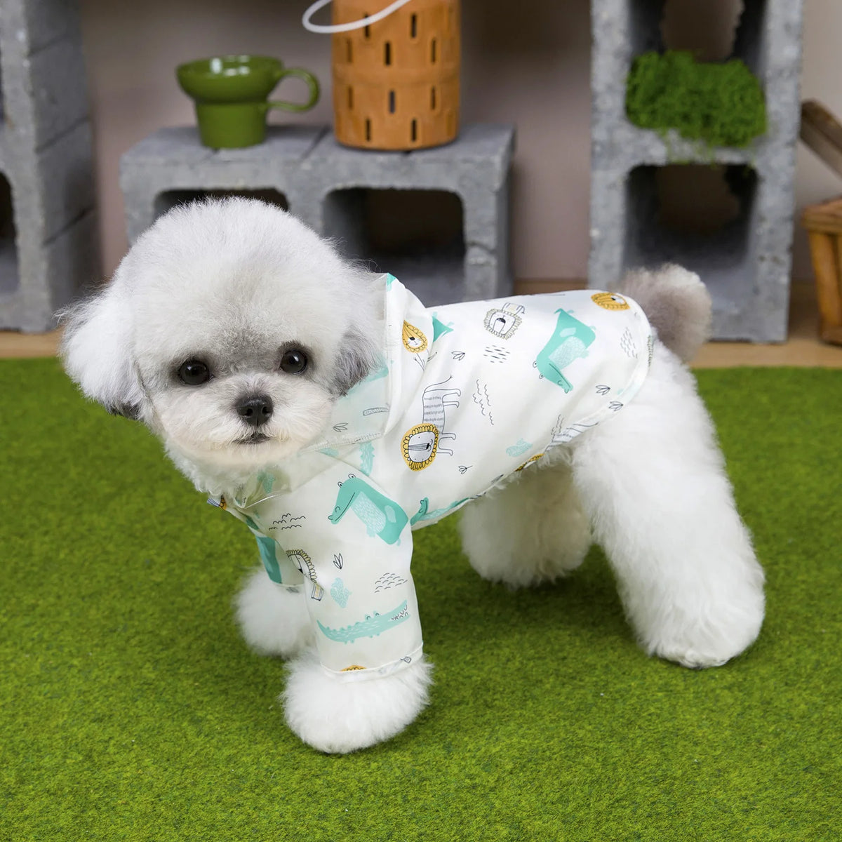 Cartoon Print Dog Raincoat - product detail view