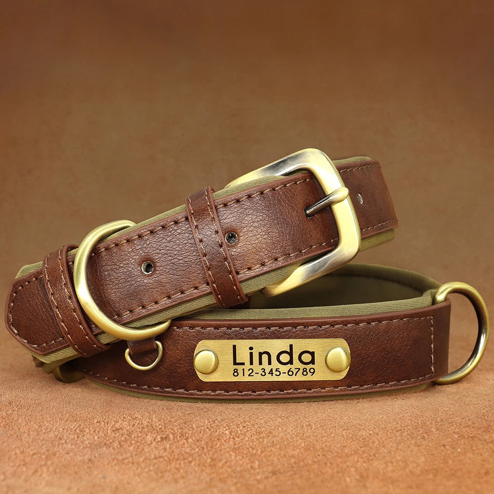 Personalized PU Leather ID Collar for Dogs
