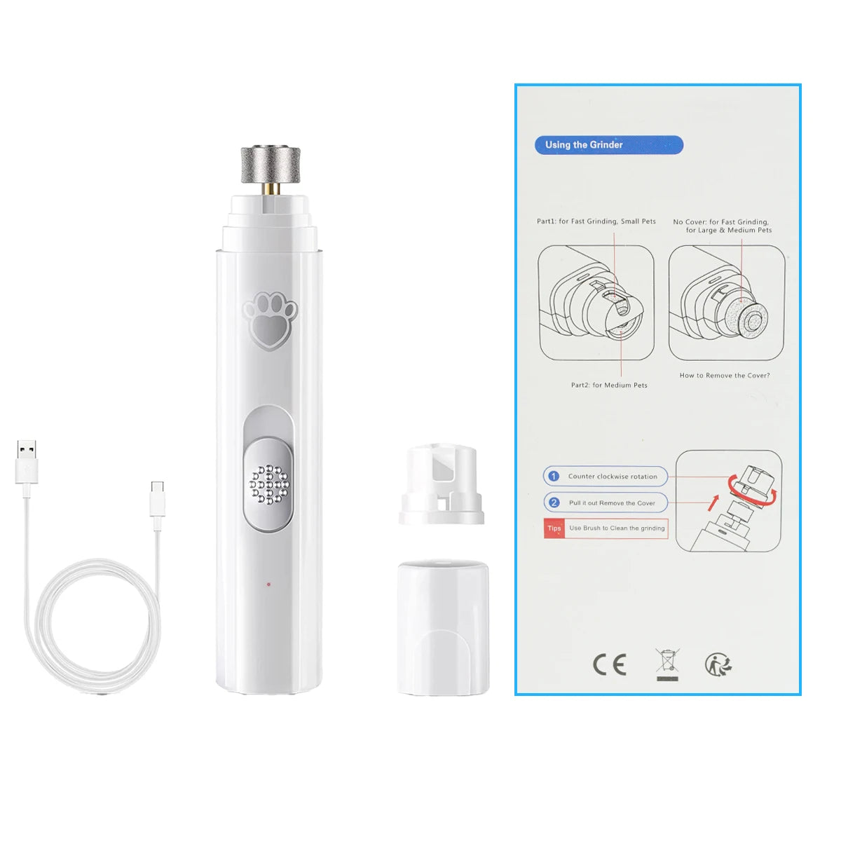 Electric Dog Nail Grinder – Painless USB Rechargeable Trimmer