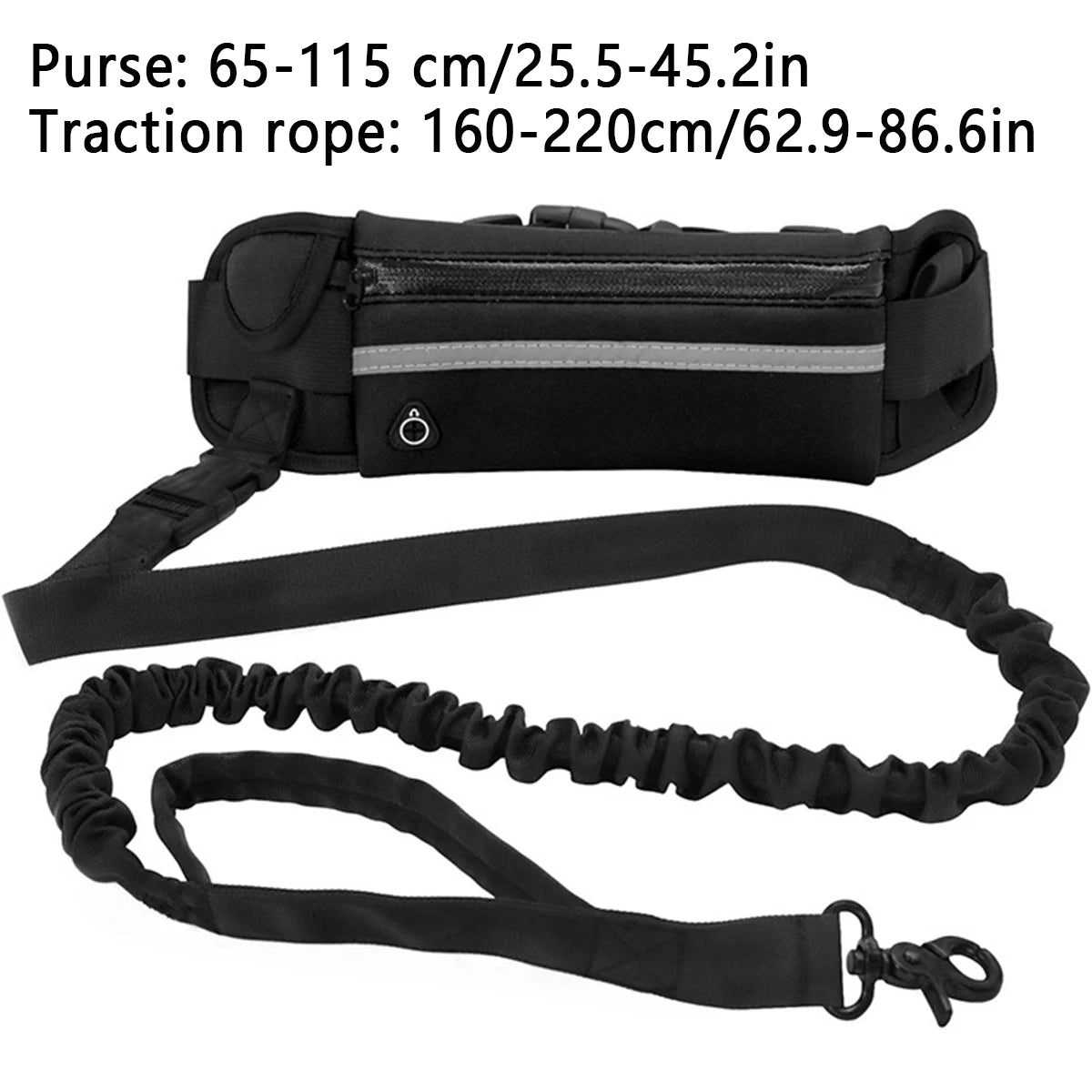 Hands-Free Running Leash with Waist Bag - close-up of elastic bungee section