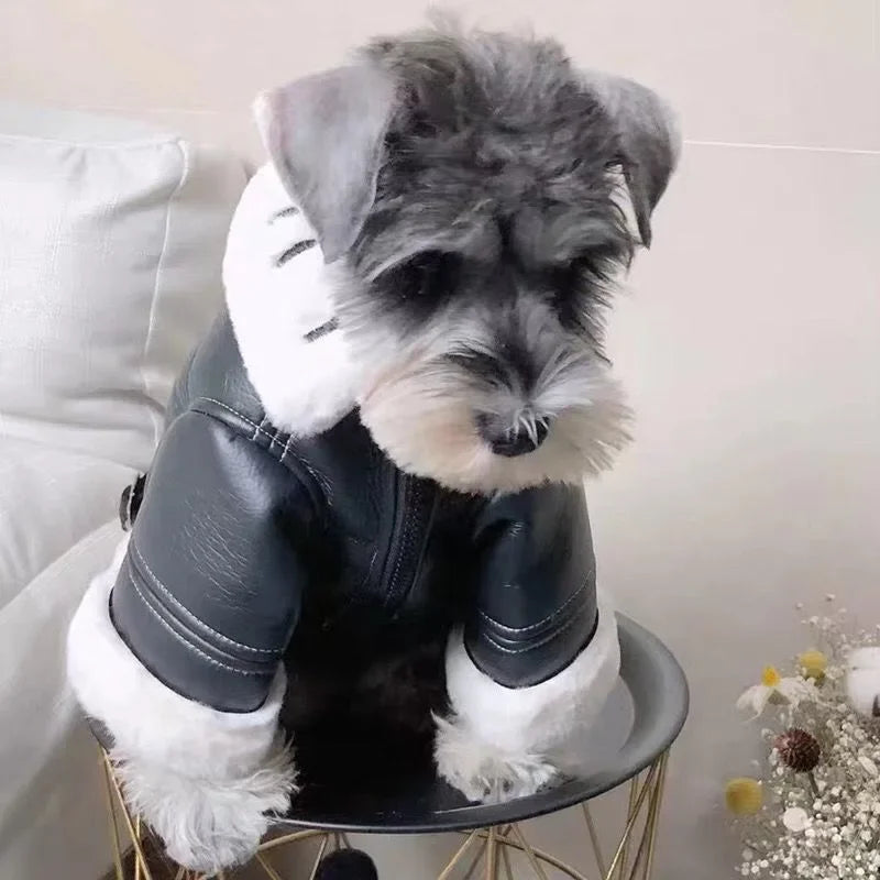 Faux Leather Dog Coat - product detail view